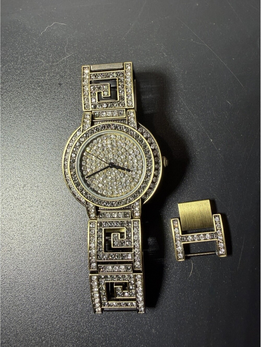 Vtg Heidi Daus Swarovski Crystals Ladies Watch Black & White With Extender NWOT